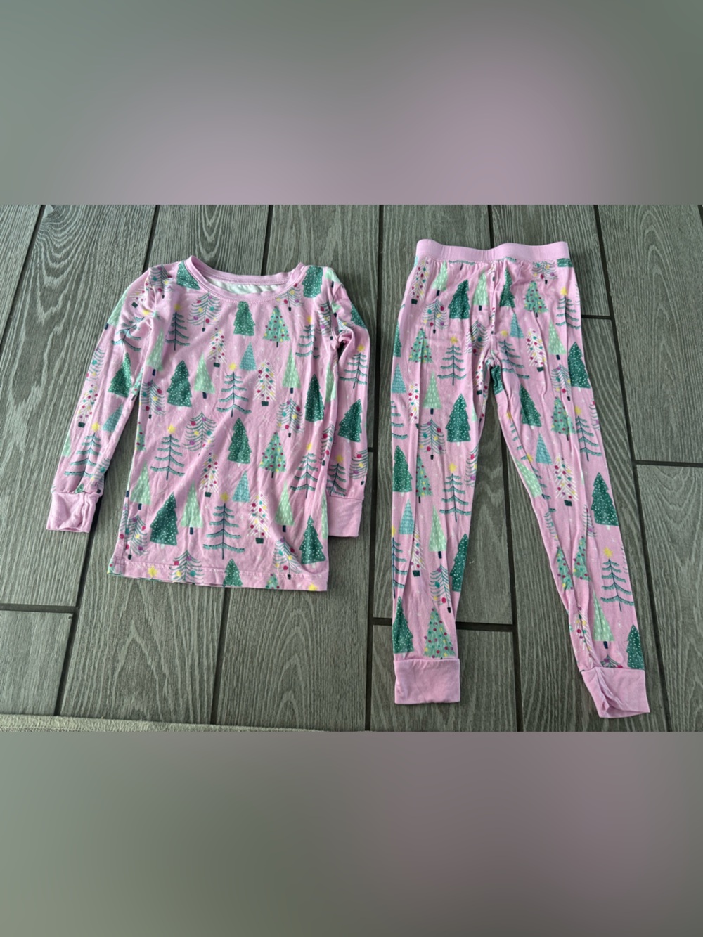 Little Sleepies Bamboo Pink Christmas Tree Pajama Set 4